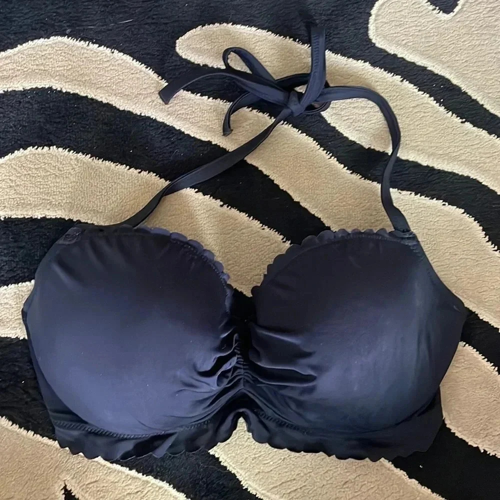 Black Scalloped Bikini Top